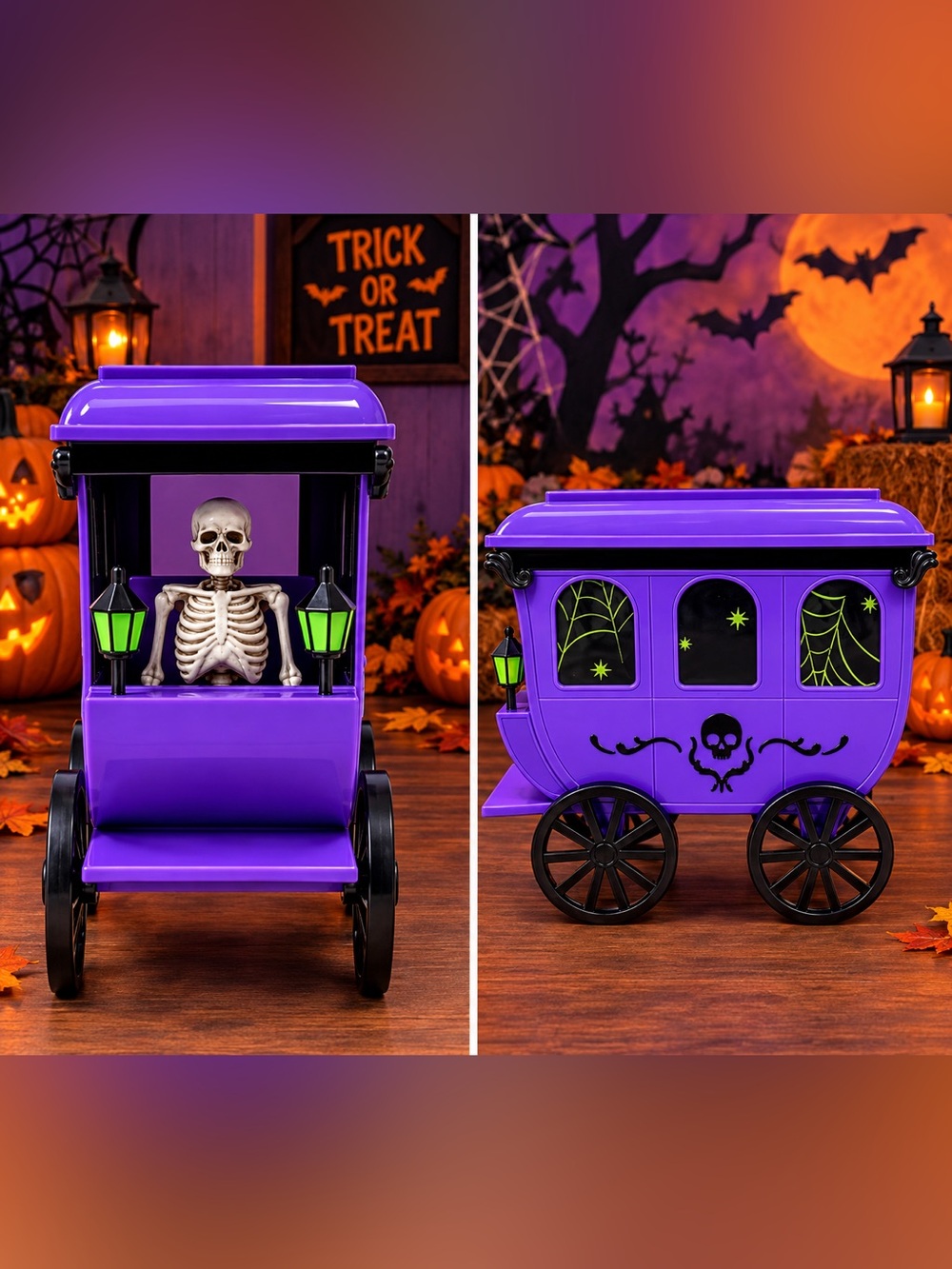Halloween LED Figural Carriage with Skeleton